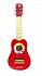 Набор красных музыкальных инструментов - гитара, бубен, губная гармошка, дудочка, трещотка  - миниатюра №3
