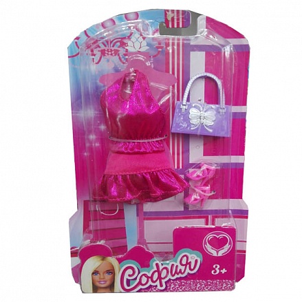 Одежда для кукол из серии София 29 см.: розовое платье, обувь и сумочка 