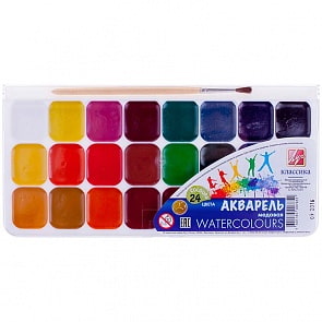Акварель – Классика, 24 цвета, с кистью (Луч, 19С1295-08)
