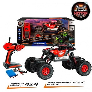 Краулер Хищник на радиоуправлении, аккумулятор, 4WD, 10 км/ч, красный (Пламенный мотор, 870256)