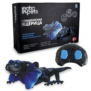 Игрушка Робо-pets - Плащеносная ящерица, свет и звук (1toy, Т13655)