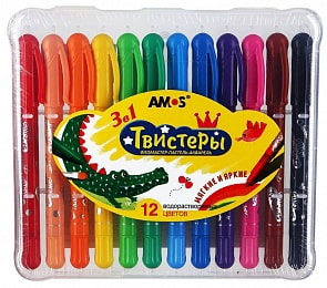 Набор карандашей 3 в 1: фломастер-пастель-акварель (Amos, 22943)