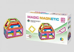 Магнитный конструктор - Домик, 10 деталей (Junfa, JH8951D)