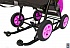 Санки-коляска Snow Galaxy - City-1-1 - Мишка в красной футболке в очках, цвет розовый на больших надувных колесах, сумка, варежки  - миниатюра №10