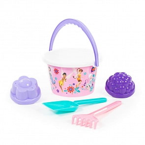 Набор Disney - Феи №8: ведро среднее с наклейкой, лопатка, грабельки, 2 формочки (Полесье, 81667) (ассортимент)