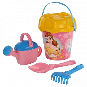 Набор Disney Принцесса №15: ведро большое с наклейкой, ситечко большое №3, лопата №6, грабли №6, лейка №8 (Полесье, 67241)