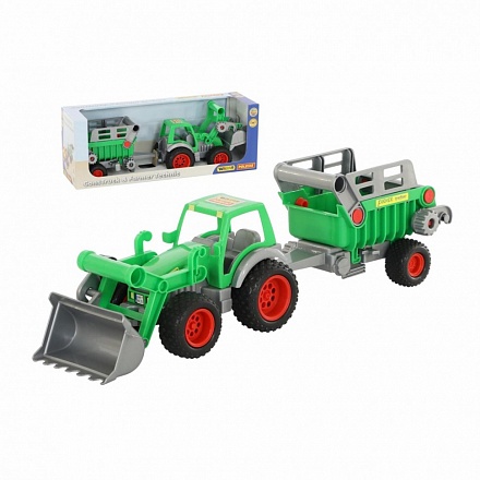Трактор-погрузчик с полуприцепом №2 из серии Фермер-техник в коробке 