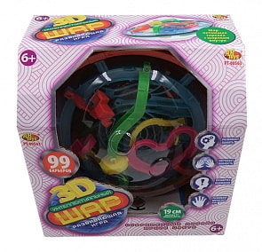 Шар интеллектуальный 3D в диске, 99 барьеров, диаметр лабиринта 19 см (ABtoys, PT-00563)