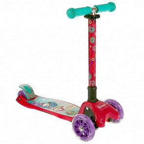 Самокат 3-х колесный из серии Фееринки, складной, управляется наклоном, колёса Pu 120 и 80, свет, регулируемый руль (Next, S103FR)
