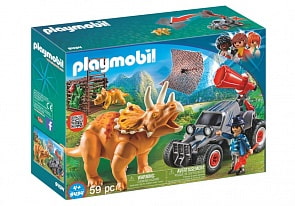 Игровой набор из серии Динозавры: Вражеский квадроцикл с трицератопсом (Playmobil, 9434pm)