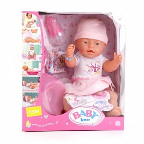 Интерактивная кукла – Пупс с аксессуарами, пьет и писает  (Baby love, BL011Bsim)