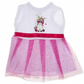 Одежда для кукол 40-42см платье единорог фуксия (Карапуз, OTF-2102D-RU)