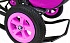 Санки-коляска Snow Galaxy - City-1-1 - Мишка в красной футболке в очках, цвет розовый на больших надувных колесах, сумка, варежки  - миниатюра №11