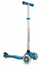 Трехколесный самокат Globber Primo Plus Lights, цвет голубой, светящиеся колеса (Globber, 442-101-2)