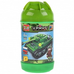 Конструктор Армия: танк, 191 деталь в банке (Город мастеров, 7083-KK)