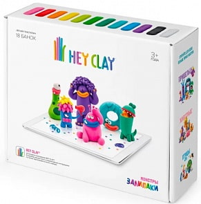 Легкий пластилин для лепки Залипаки - Монстры, 18 банок (Hey Clay)