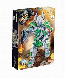 Конструктор – Электромеханический робот, зеленый, 215 деталей, со световыми эффектами (Banbao, 6313)