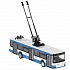 Модель Городской троллейбус 18 см двери открываются бело-синий металлическая инерционная  - миниатюра №3