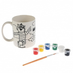 Кружка керамическая для росписи с рисунком Союзмультфильм Простоквашино, с красками и кисточкой (Играем Вместе, S1271-9)