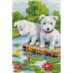 Мозаика алмазная на раме - Щенки на мостике (Белоснежка, 328-ST-S)