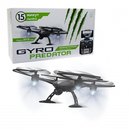 Квадрокоптер Gyro-Predator 2,4GHz, с Wi-Fi камерой 480p, летает 15 минут, 17 х 17 см. 