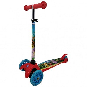 Детский трёхколёсный самокат Лунтик со светом управление наклоном (Лунтик, S00022-LNT)