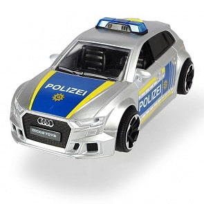 Фрикционная полицейская машинка - Audi RS3, 15 см, свет, звук аксессуары (Dickie Toys, 3713011SIR)