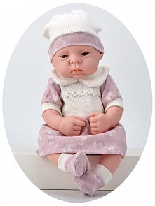 Пупс - Baby So Lovely, в розовом платье с шапочкой и аксессуарами, 38 см (Junfa Toys, 1911-2)