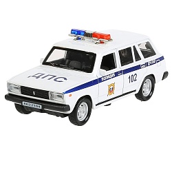 Машина Полиция Ваз-2104 Жигули 12 см свет-звук металлическая инерционная (Технопарк, 2104-12SLPOL-WH) - миниатюра
