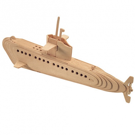 Модель деревянная сборная - Водный транспорт – Субмарина, 4 пластины 