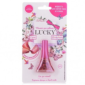 Лак Lucky серия Конфетти, цвет 25К, розовый с блестками, блистер (1toy, Т14136)