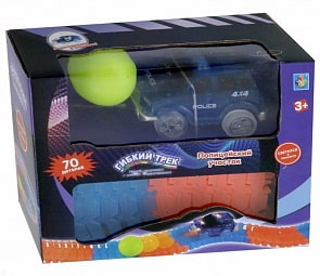 Мини-набор Гибкий трек Полицейский участок, 70 деталей, дорога светится в темноте + машинка со светом (1Тoy, Т13185)