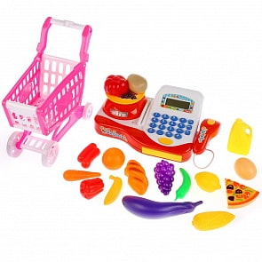 Кассовый аппарат с тележкой и аксессуарами - Торговый центр, свет и звук (Yako, YTM7023-2)