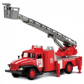 Машина Пожарная УРАЛ 15,5 см свет-звук открываются капот и двери инерционная металлическая (Технопарк, CT10-100-1)