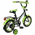 Велосипед детский двухколесный - Mustang, черно-зеленый матовый, колеса 12 дюйм, рама GW-тип, багажник, страховочные колеса, звонок  - миниатюра №2