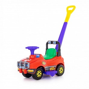 Автомобиль-каталка с ручкой №3 - Джип, красный (Полесье, 71880)