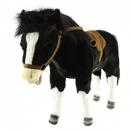 Мягкая игрушка - Лошадь карликовая черная в натуральную величину, 70 см 
