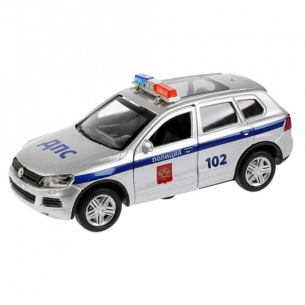Машина металлическая инерционная - VW Touareg Полиция, 12 см, свет и звук, открываются двери 