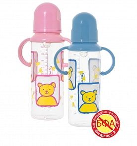 Бутылочка с ручками и силиконовой соской, 250 мл (Курносики, 11005)