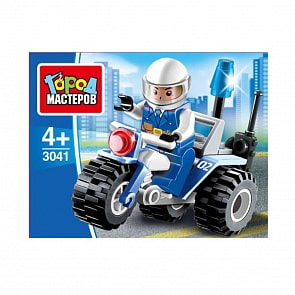 Конструктор - Полицейский мотоцикл, с фигуркой, 27 деталей (Город мастеров, 3041-JS)