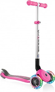 Трехколесный самокат Globber Primo Foldable Lights, розовый, светящиеся колеса (Globber, 432-110)