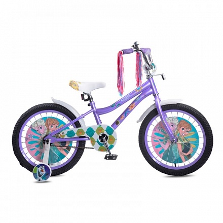 Детский велосипед Disney Холодное сердце, колеса 18", стальная рама, стальные обода, ножной тормоз 