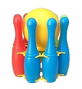 Набор выдувных кеглей 9 шт. на держателе с большим мячом (Рыжий Кот, И-8264)