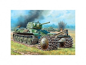 Модель для склеивания - Танк Т-34/76 с минным тралом (Звезда, 3580з)
