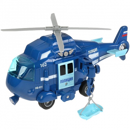 Вертолет полиция, 21 см, инерционный, свет и звук 