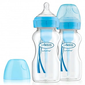 Набор из 2 бутылочек антиколиковых с широким горлышком по 270 мл, цвет синий (DrBrowns, WB92602)