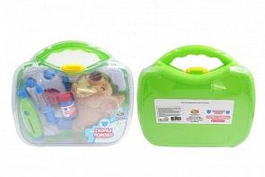 Набор из серии Маленький доктор - Скорая помощь для животных, чемоданчик с плюшевой собакой (ABtoys, PT-01242)