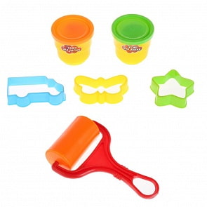 Набор теста для лепки: 2 цвета теста, валик, 3 формочки (Multiart, B366309-PD)