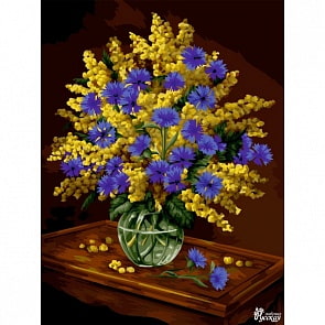 Рисование по номерам на холсте – Мимоза и васильки, 40 х 50 (Фабрика Творчества, B109)