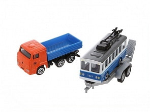 Набор из 2-х металлических моделей - Техника с прицепом, 7,5 см (Технопарк, SB-16-09WBsim)